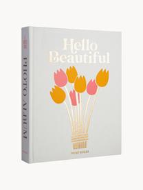 Fotoalbum Hello Beautiful, Bezug: Baumwollstoff, Graupappe, Hellgrau, Orange, Goldfarben, Rosa, B 33 x H 27 cm