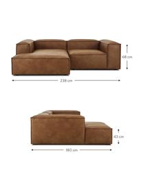 Divano angolare componibile in pelle riciclata Lennon, Rivestimento: pelle riciclata (70 % pel, Rivestimento: imbottitura in schiuma co, Pelle marrone, Larg. 238 x Prof. 180 cm, chaise-longue a destra