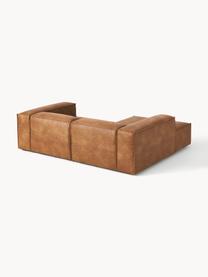 Modulaire hoekbank Lennon van gerecycled leer, Bekleding: gerecycled leer (70% leer, Frame: massief hout, multiplex, Poten: kunststof Dit product is , Leer bruin, B 238 x D 180 cm, hoekdeel rechts