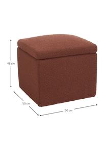 Pouf contenitore in tessuto bouclé rosso ruggine Winou, Rivestimento: 100% poliestere Il rivest, Bouclé rosso ruggine, Larg. 50 x Alt. 48 cm