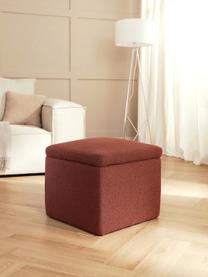 Pouf contenitore in tessuto bouclé rosso ruggine Winou, Rivestimento: 100% poliestere Il rivest, Bouclé rosso ruggine, Larg. 50 x Alt. 48 cm