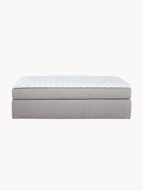 Boxspringbed Enya, Matras: 5-zones pocketvering, Poten: kunststof, Geweven stof grijs, B 140 x L 200 cm, hardheidsgraad H2