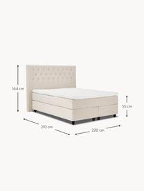 Premium Samt-Boxspringbett Phoebe, Matratze: 5-Zonen-Taschenfederkern, Füße: Massives Birkenholz, lack, Samt Beige, B 180 x L 200 cm, Härtegrad H2