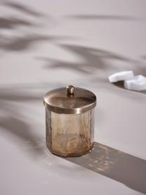 Opbergpot Charlisa in bruin/transparant, Pot: decoratief glas, Deksel: gecoat metaal, Bruin, transaparant, Ø 10 x H 13 cm