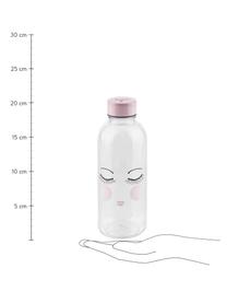 Trinkflasche Les Yeux, Kunststoff, frei von BPA, BPS und Phthalaten, Flasche: Transparent, Rosa, Schwarz Deckel: Rosa, Ø 8 x H 21 cm