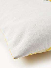 Vyšívaný oboustranný povlak na polštář Maren, 100 % bavlna, Bílá, žlutá, růžová, Š 45 cm, D 45 cm