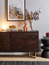 Fischgrät-Sideboard Luca mit Türen aus Massivholz, Korpus: Massives Mangoholz, Gestell: Metall, beschichtet, Mangoholz, Goldfarben, B 160 x H 70 cm