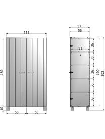 Kleiderschrank Dennis aus Kiefernholz in Grau, Korpus: Kiefernholz, gebürstet un, Dunkelgrau, 111 x 202 cm