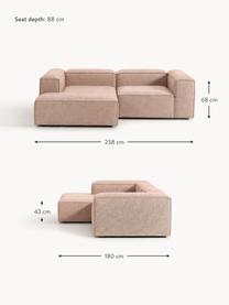 Modulares Ecksofa Lennon aus Leinen-Mix, Bezug: 50 % Viskose, 25 % Leinen, Gestell: Fichtenholz, Sperrholz, m, Füße: Kunststoff Dieses Produkt, Leinen-Mix Rostrot, B 238 x T 180 cm, Eckteil links