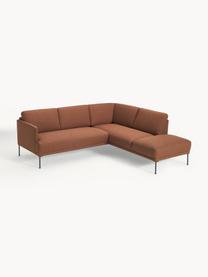 Ecksofa Fluente, Bezug: 100% Polyester 35.000 Sch, Gestell: Massives Kiefernholz, Webstoff Nougat, B 221 x T 200 cm, Eckteil rechts