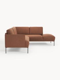 Sofa narożna Fluente, Tapicerka: 100% poliester Dzięki tka, Stelaż: lite drewno sosnowe, Nogi: metal malowany proszkowo , Nugatowa tkanina, S 221 x G 200 cm, lewostronna