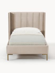 Jednolôžková posteľ zo zamatu Dusk, Zamatová sivobéžová, Š 90 x D 200 cm