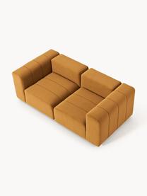 Modulares Samt-Sofa Lena (3-Sitzer), Bezug: Samt (100 % Polyester) De, Gestell: Buchenholz, Spanplatte, H, Füße: Kunststoff, Samt Ocker, B 211 x T 106 cm