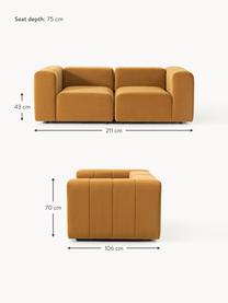 Canapé modulable 3 places en velours Lena, Velours ocre, larg. 211 x prof. 106 cm