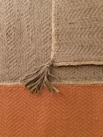 Tapis en jute avec houppes Dune, 100 % jute, Rouge orangé, beige, gris, larg. 140 x long. 200 cm (taille S)