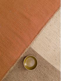 Jute vloerkleed Dune met kwastjes, 100% jute, Oranjerood, beige, grijs, B 140 x L 200 cm (maat S)