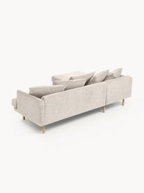 Sofá rinconera Adrian (3 plazas), Tapizado: 47% viscosa, 23% algodón,, Estructura: madera contrachapada, Patas: madera de roble barnizada, Tejido beige claro, An 255 x F 182 cm, chaise longue izquierda