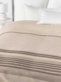 Pruhovaný vlněný přehoz Ivory, Odstíny béžové, Š 230 x D 250 (pro postele do rozměru 180 x 200 cm)