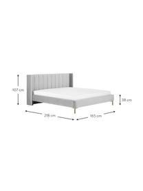 Cama tapizada en terciopelo Dusk, Tapizado: terciopelo de poliéster A, Estructura: madera de pino maciza con, Patas: metal con pintura en polv, Terciopelo gris, An 180 x L 200 cm