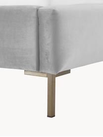 Cama tapizada en terciopelo Dusk, Tapizado: terciopelo de poliéster A, Estructura: madera de pino maciza con, Patas: metal con pintura en polv, Terciopelo gris claro, An 180 x L 200 cm