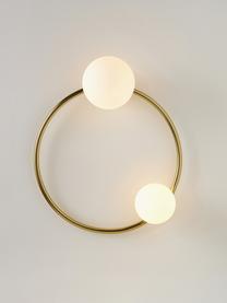 Applique di design Ring, Paralume: vetro opalino, Struttura: metallo rivestito, Bianco, dorato, Ø 46 x Prof. 20 cm