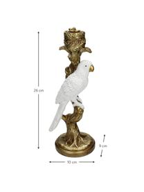 Candelabro de diseño Parrot, Poliresina, Dorado, blanco, An 10 x Al 26 cm