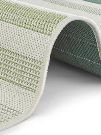 Gestreept in- en outdoor vloerkleed Paros, 100% polypropyleen, Groen, beige, antraciet, B 200 x L 290 cm (maat L)