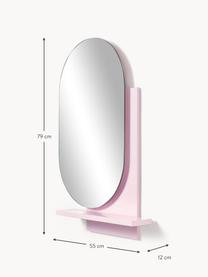 Miroir mural avec étagère Sorin, Rose pâle, larg. 55 x haut. 79 cm