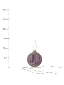 Handgemaakte kerstballen Taina, set van 12, Goudkleurig, violet, roze, Ø 8 cm