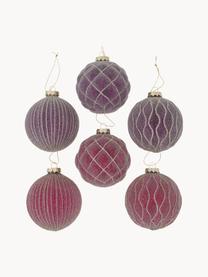 Handgemaakte kerstballen Taina, set van 12, Goudkleurig, violet, roze, Ø 8 cm