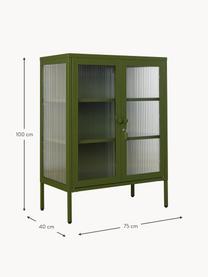 Metall-Vitrine The Mixer mit geriffeltem Glas, Olivgrün, B 75 x H 100 cm