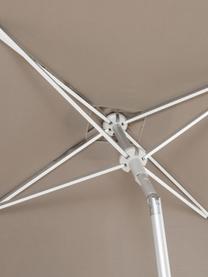 In hoogte verstelbare parasol Elba, knikbaar, Frame en spaken: aluminiumkleurig. Bespanning: taupe, B 200 x H 250 cm