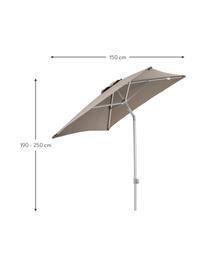 In hoogte verstelbare parasol Elba, knikbaar, Frame en spaken: aluminiumkleurig. Bespanning: taupe, B 200 x H 250 cm