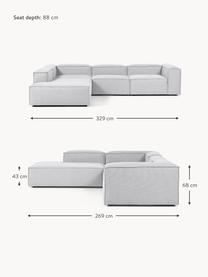 Sofá rinconera modular grande Lennon, Tapizado: 100% poliéster Alta resis, Estructura: madera contrachapada de p, Patas: plástico Este producto es, Tejido gris, An 329 x F 269 cm, chaise longue derecha