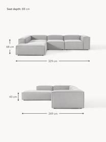 Sofá rinconera modular grande Lennon, Tapizado: 100% poliéster Alta resis, Estructura: madera contrachapada de p, Patas: plástico Este producto es, Tejido gris, An 329 x F 269 cm, chaise longue derecha