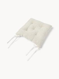 Handgemaakte grofgebreide wollen deken Belen met franjes, Gebroken wit, B 130 x L 170 cm