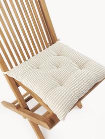 Cojines de asiento de algodón a rayas Silla, 2 uds., Funda: 100% algodón, Beige claro, blanco, An 40 x L 40 cm