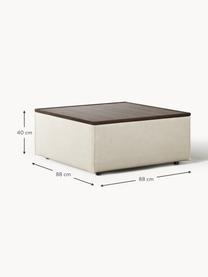 Sofa-Hocker Lennon aus Leinen-Mix mit Stauraum, Bezug: 50 % Viskose, 25 % Leinen, Tablett: Eichenholz, Spannplatte m, Gestell: Spanplatte, mitteldichte , Leinen-Mix Beige, dunkles Eichenholz, B 88 x T 88 cm