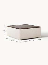 Sofa-Hocker Lennon aus Leinen-Mix mit Stauraum, Bezug: 50 % Viskose, 25 % Leinen, Tablett: Eichenholz, Spannplatte m, Gestell: Spanplatte, mitteldichte , Leinen-Mix Beige, dunkles Eichenholz, B 88 x T 88 cm