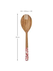 Set 2 posate da insalata in legno di acacia, Legno di acacia, Marrone, rosso, bianco, Lunghezza 30 cm