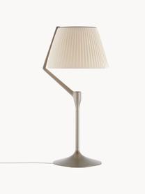 Lampada da tavolo grande a LED con luce regolabile Angelo Stone, Paralume: policarbonato con tessuto, Struttura: alluminio verniciato, Bianco latte, tortora con finitura metallica, Ø 33 x Alt. 70 cm