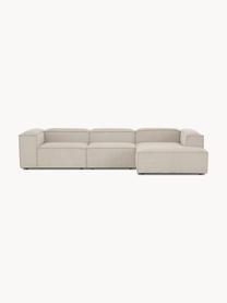 Modulares Ecksofa Lennon aus Cord, Bezug: Cord (92 % Polyester, 8 %, Gestell: Massives Kiefernholz, Spe, Cord Hellbeige, B 327 x T 180 cm, Eckteil links