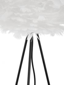 Tripod vloerlamp Eos van veren, Lampenkap: ganzeveren, Lampvoet: gepoedercoat staal, Wit, zwart, Ø 58 x H 140 cm