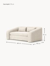 Schlafsofa Eliot (2-Sitzer) aus Teddy-Bouclé, Bezug: Teddy-Bouclé (100 % Polye, Gestell: Spanplatte, Kiefernholz, , Füße: Kunststoff, Teddy-Bouclé Off White, B 180 x T 100 cm