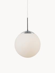 Lampa wisząca ze szkła opalowego Cafe, Biały, odcienie srebrnego, Ø 20 x W 33 cm