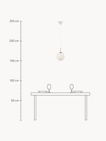 Kleine hanglamp Cafe van opaalglas, Lampenkap: opaalglas, Decoratie: metaal, Wit, zilverkleurig, Ø 20  x H 33 cm