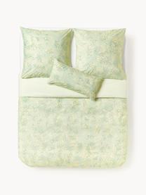 Housse de couette en percale de coton Kiki, Vert clair, vert, jaune, larg. 200 x long. 200 cm