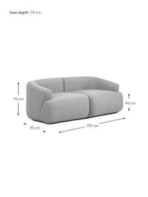 Modulares Sofa Sofia (2-Sitzer), Bezug: 100% Polypropylen Der hoc, Gestell: Massives Kiefernholz, Spa, Webstoff Grau, B 192 x T 95 cm