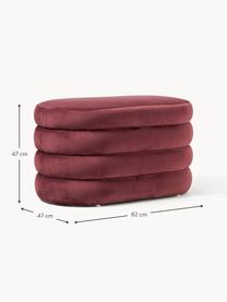 Banco pequeño tapizado en terciopelo con espacio de almacenamiento Alto, Tapizado: terciopelo (100% poliéste, Estructura: madera de pino, contracha, Terciopelo rojo vino, An 82 x L 47 cm