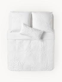 Housse de couette en percale de coton flocons de neige tuftés Vidal, Blanc, larg. 200 x long. 200 cm
